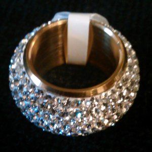 Crystal Wedding Band Inside Gold Plated Size 9